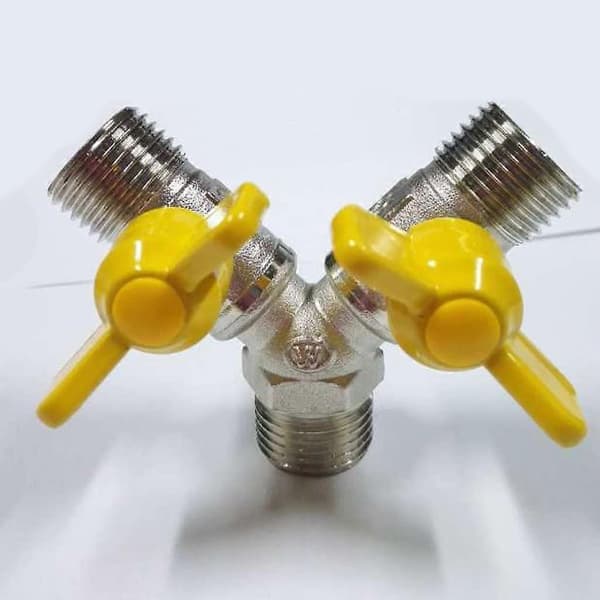 Slangekobling Gasskran Dobbel Messing Slangesplitter - 2 Veis A