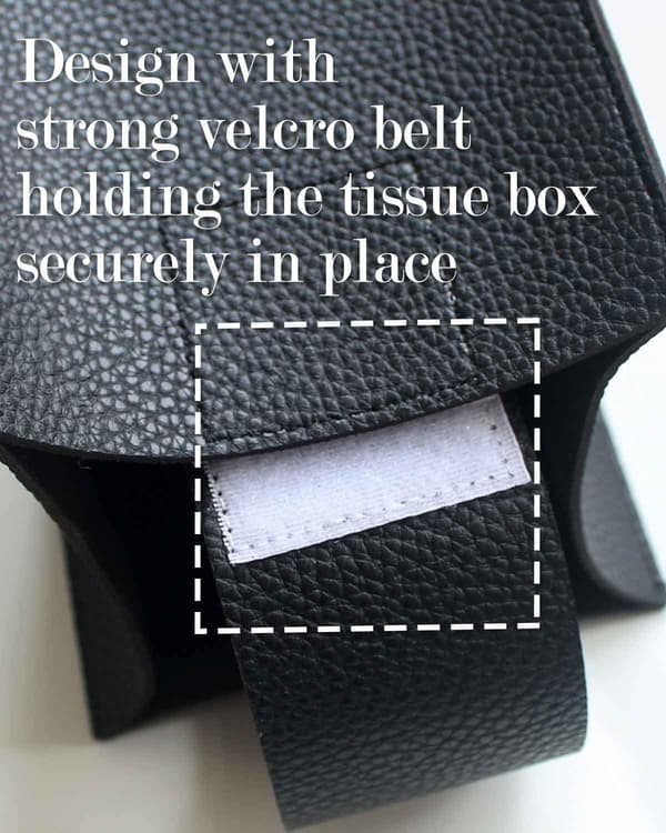 Leather Square Tissue Box Cover – with Bottom Belt Modern PU Leather Cube Tissue Box Holder