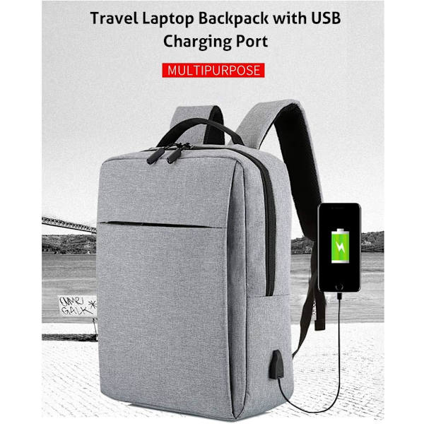Resväska för bärbar dator med USB-laddningsport (svart 17,3 tum)