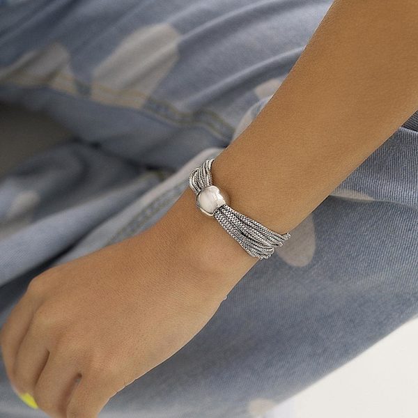 Kraftig geometrisk sfär choker halsband kedja och armband tjocka halsband handkedjor punk smycken för kvinnor och flickor BraceletsSilver