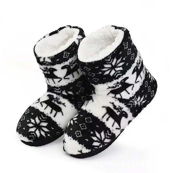 Dame hjemmesko koral fleece pels ankelstøvler varme indendørs sko sort 27cm (39-41  ) Clover