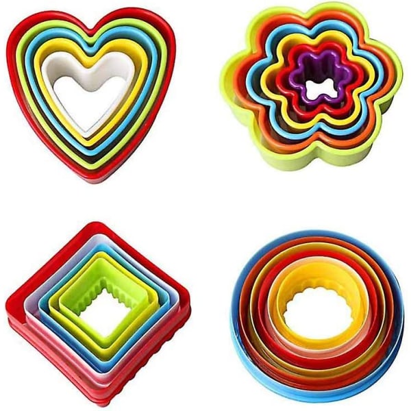 21-delt plastdeigkutter, kakeform for kjeks, kjeks, frukt, toast, kjeks, fondant