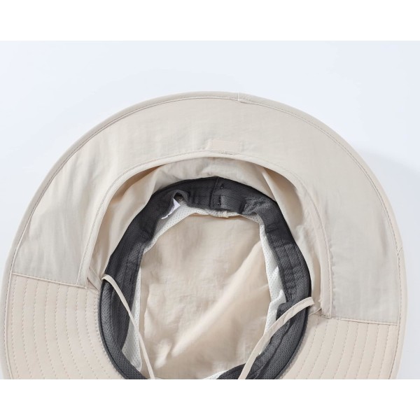 Utomhus UPF50+ Mesh Solhatt Bred Brätte Fiskehatt med Nackskydd Beige L