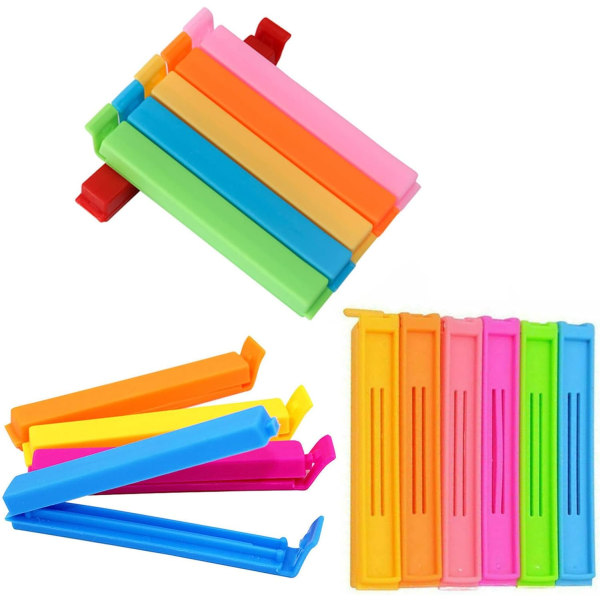 18 Pcs Food Storage Bag Clips, Plastic Sealing Bag Clips in 3 Sizes & 6 Colours Reusable Food Bag Clips Colorful Plastic Bag Sealing Clips.