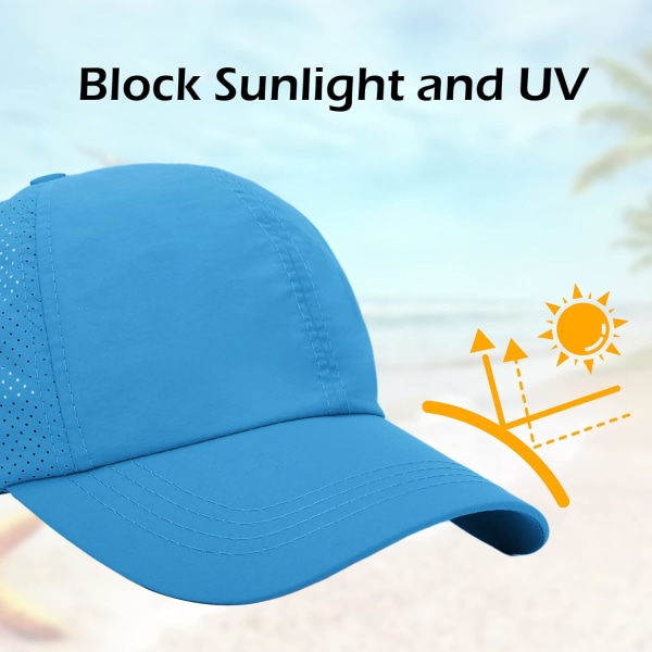 Dame Baseball Cap - Hestehale Solhat Hurtigtørrende Løb Cap Dame Golf Caps Criss Cross Justerbar Trucker Hatte til Kvinder Piger Blue One Size