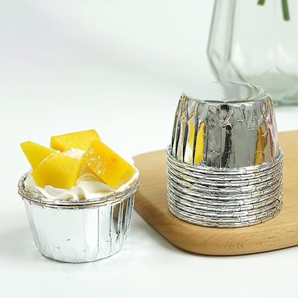 100 engangsforme til minimuffins, ideelle til cupcakes, muffins og brownies, sølv