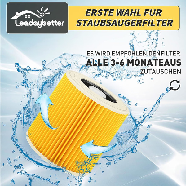 2 kpl suodatinpatruunaa Kärcher Premium WD3 WD2 MV2 MV3 WD 3P, WD 3.200, WD 3.500 P, SE 4001, SE 4002, A2054, A2004, A2254, A2604, imuri WD2