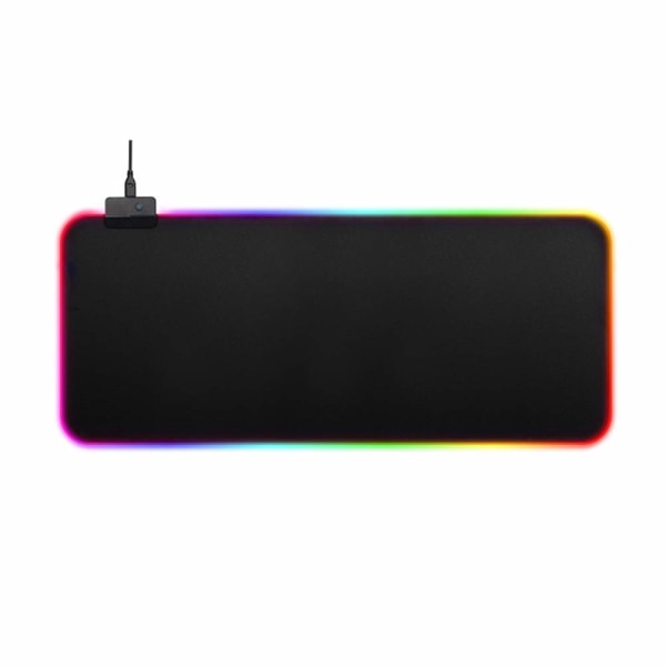Stor RGB Gaming-musemåtte -15 lystilstande Touch Control Udvidet blød computertastaturmåtte Skridsikret gummibase til spillere Esports Pros (800X300 mm)