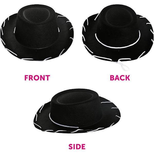 Svart cowboyhatt för barn - Cowboy och cowgirl hatt accessoar - Perfekt för vilda västern och cowboy-temafester, World Book Day eller andra utklädningstillfällen Black Pack of 1