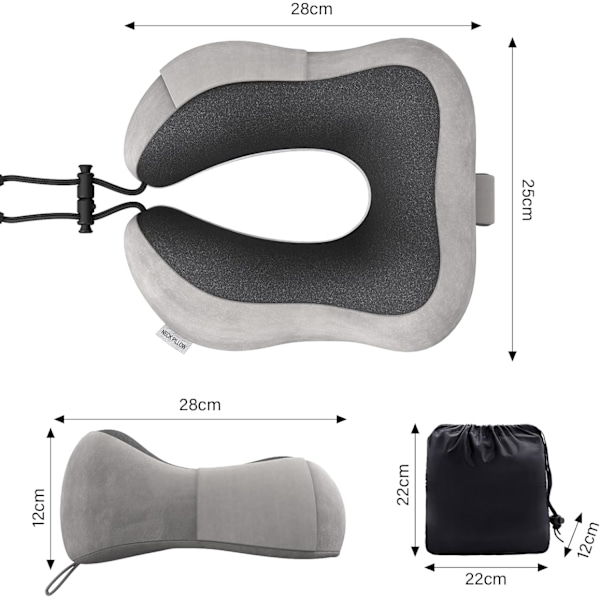 illow Memory Foam Nakkepute Lett Hurtig Pakke for Fly Tog Bil Nakkestøtte Pute for Reise Camping (Khaki) Khaki U Design Neck Pillow