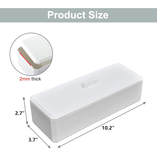 Holder for bomullspinner med 3 rom, oppbevaringsboks for bomullspinner, bomullsballer, bomullspads, plastbeholder med lokk for baderomstoalett Plastic White