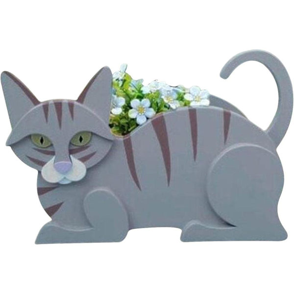 Kattformad planter - Trä kattformad planterkruka, djur husdjur blomkrukor för utomhus, bonsai planteringskärl suckulent kaktus planter dekorativ trädgård