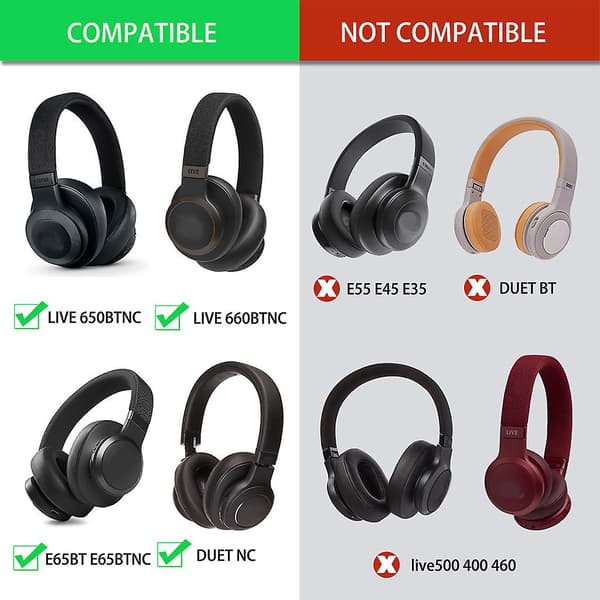 Byt enkelt ut delar för JBL E65BTNC Duet NC LIVE650 660 BTNC Hörlurskuddar