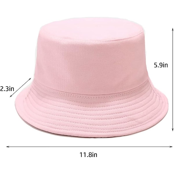 Söpö ämpärihattu rannan kalastajille naisille, kääntyvä kaksisuuntainen käyttö Pink Yellow