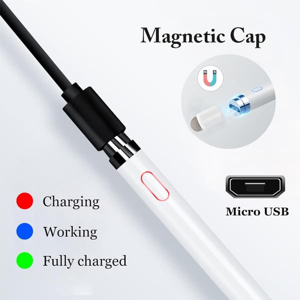 Stylus Pen, iPad Pen Compatible with iOS, Android, iPad Air/Pro/Mini 2/3/4 and More, Rechargeable Tablet Pen (White)