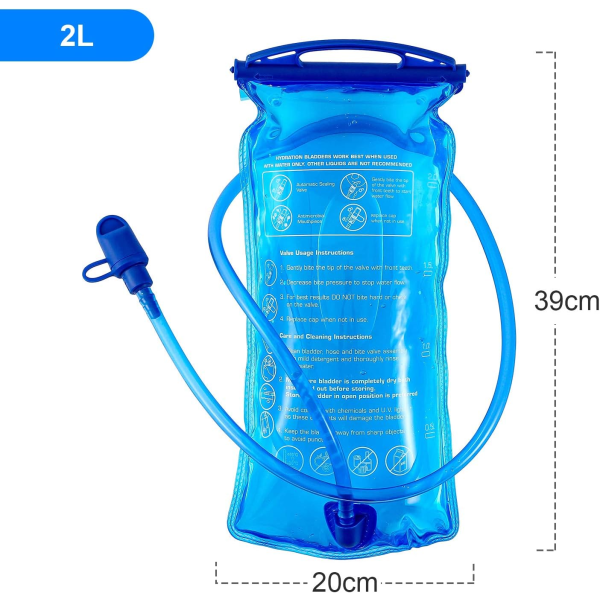 Hydreringsblære, 3 L 2 L 1,5 L Vandblære BPA-fri, 3 Liter Stor Åbning Vandbeholder, Lækagesikker Militær Vandopbevaringsblærepose 2l