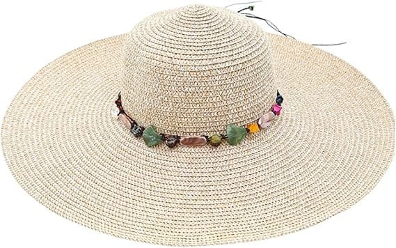 Women's Wide Brim Straw Hat Floppy Foldable Roll-up Cap Beach Sun Hat UPF 50+