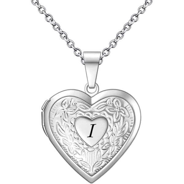 Smycken Brev A-Z Initial Bild Foto Hjärta Medaljong Alfabetet Namn Födelsedag Hänge Halsband för Kvinnor Flickor Rostfritt Stål I
