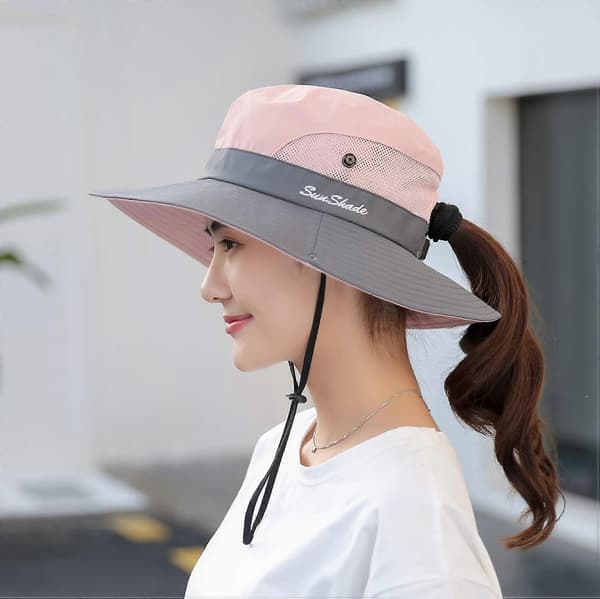 Solhattar för kvinnor, UV-skydd, hopfällbara (rosa)