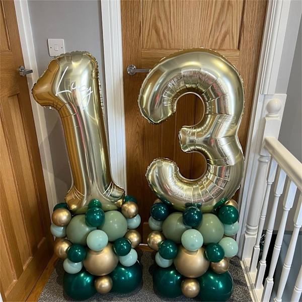Guldnummer 1 Ballonger, 40 tum stora ljusguld nummer 1 folie heliumballonger för flickor kvinnor, självuppblåsande nummerballonger 0-9 för män pojkar 1:a 1 Champagne Gold Number 1