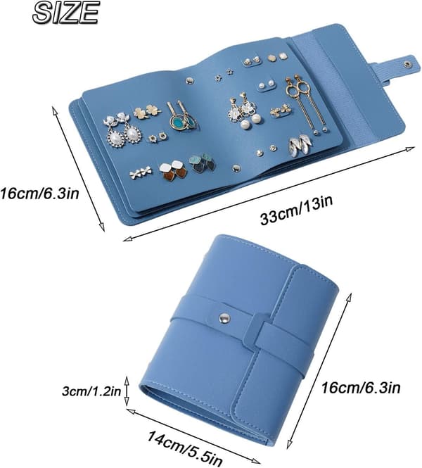 Øreringeholder Organizer med Foldbart Bogdesign Øreringe Bog Organizer, Bærbart Læder Rejse Øreringe Etui