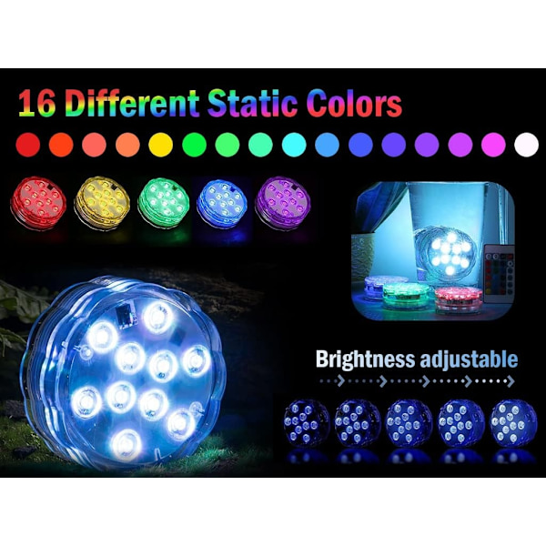 LED Diving Light, Multi-color LED Underwater Lighting, IP68 Waterproof with Remote Control