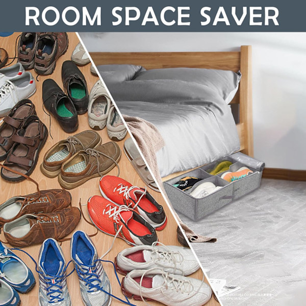 CE 2 st under-bed skoförvaring, hopfällbar under-bed skobox med transparent lock för totalt 24 par - under-bed förvaringslösning stil B Styleb2pcs