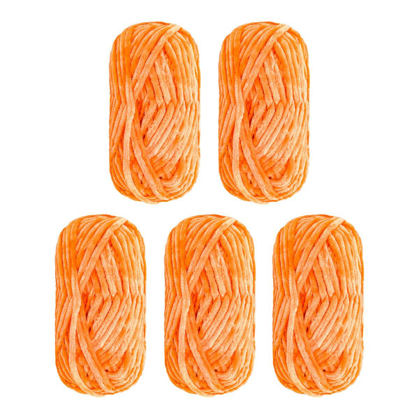 5-pack Supermjuk Chenille sammetsgarn Stickningsull Tjock Varmvirkad stickgarn för konststickning Docka DIY-väska Tröja 500g, orange