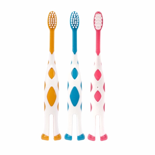 Barntandborstar för toddler Mjuka borstar Manuell tandborste för barn för pojkar Flickor Barn 2-5 år 3-pack med färgglad härlig söt design