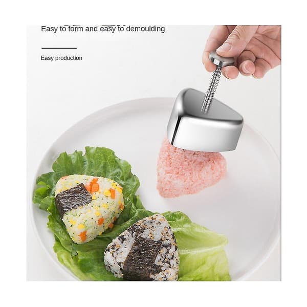 Onigiri Form, Rustfritt Stål Risbolleform Sushi Maker, Klassisk Triangel Musubi Form Lunsj Bento