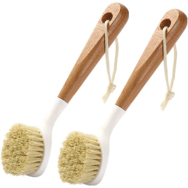 Brosse Vaisselle 2 pices Brosses Vaisselle en Bois Long Manche Brosses de Nettoyage de Sisal Vores polakker Gryderetter Evier de Cuisine