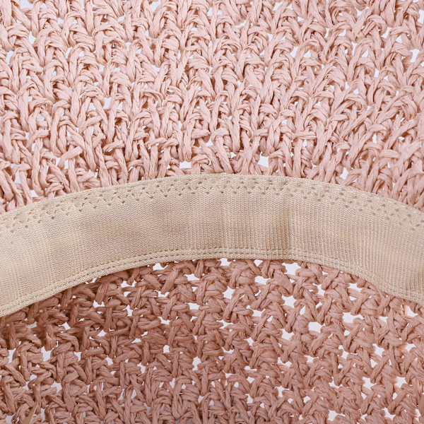 Solhatt i halm för kvinnor, damer, hopfällbar, bredbrättad, med rosett, justerbar, strandhatt, elegant hinkhatt, UPF 50 UV-skydd, bekväm Pink One Size