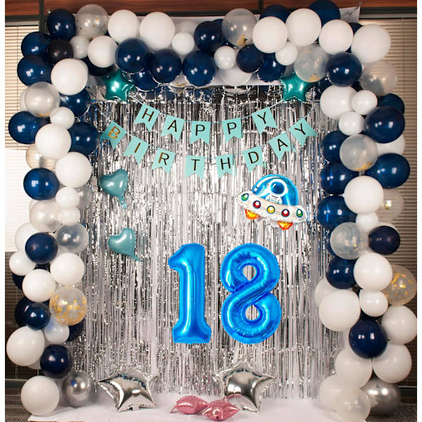 Numeropallon, värikkäät helium-numeropallon syntymäpäiväpalloihin, itse täyttyvät numeropallon, foliopallon syntymäpäiväjuhliin, uuden vuoden koristeluun Blue #18 Large