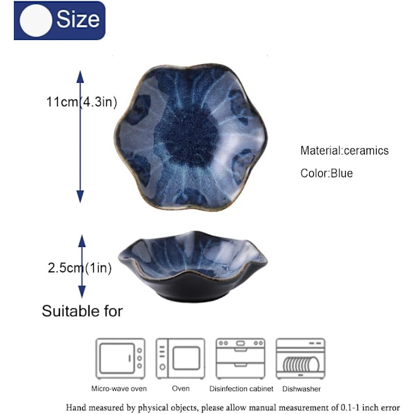 Keramisk skjeholder, teposeholder, blomsterformet skjeholder kjøkken, sauseskåler, sushi soy dipping bowl, kaffestasjonsdekor kaffeakk Dark Blue