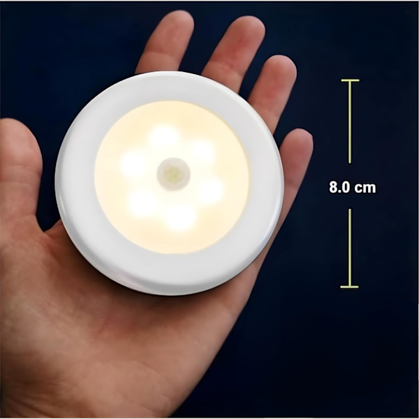 Enkel rörelsesensor trådlös lampa för garderober skåp och under trappskåp | Batteridriven LED varmvit lampa med automatisk på o