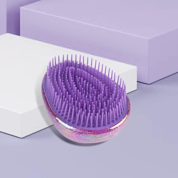 Detangler-hårbørste til kvinder, piger og børn Mini-hårbørste til vådt og tørt hår Kam Kompakt (Starry Sky Purple)