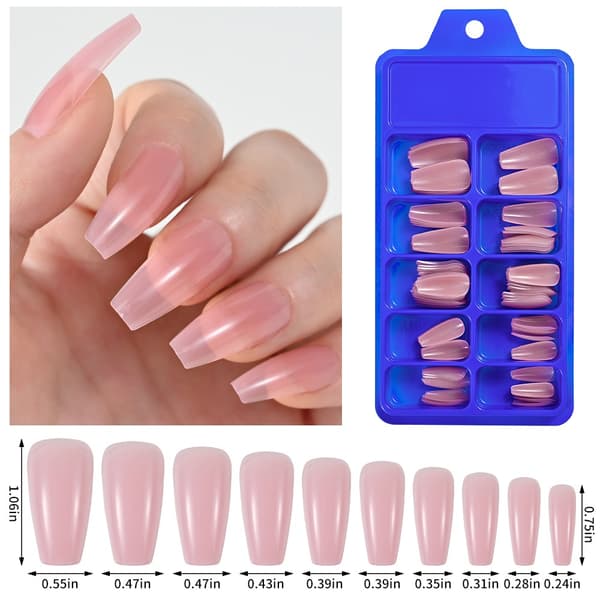 300 Tips Artificial Fingernails Natural In Tipbox Ballerina False Nails Nail Gift