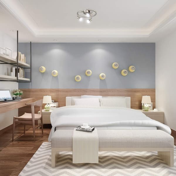3-way LED Ceiling Light Rotatable Matt Nickel & Swivel Design, Including 3 Bulbs [Energy Class E]