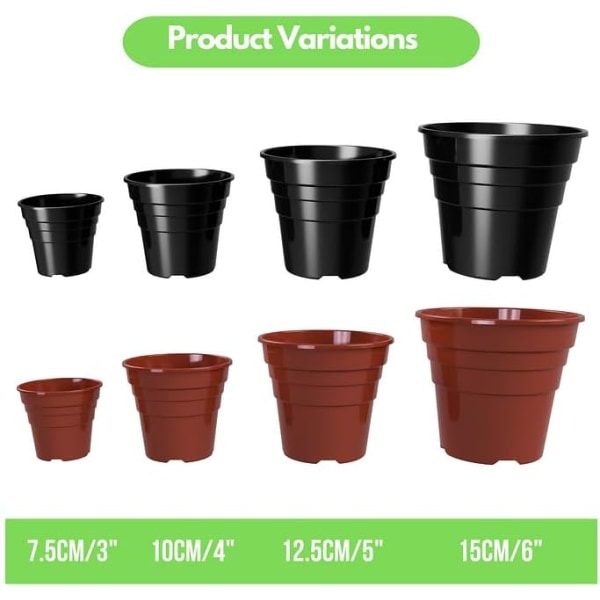 - 15 cm glänsande svarta - Förpackning med 10 premium plastblomkrukor - Återanvändbara blomkrukor för inomhus-/utomhusdekorationsträdgårdsskötsel - Runda, kraftiga, UV-beständiga Black 15CM