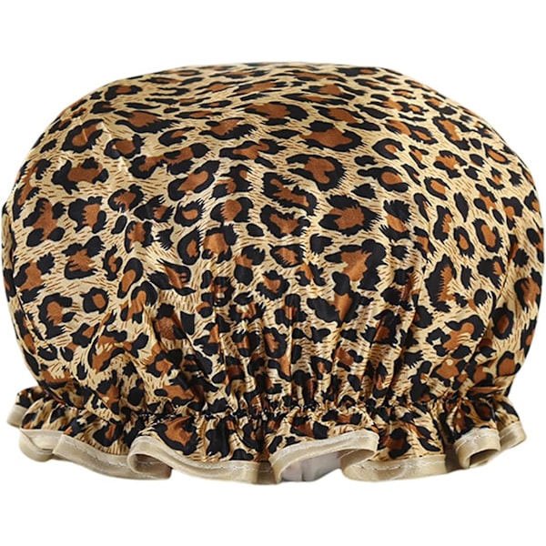 Genanvendelig badehætte, dobbelt tykkelse vandtæt badehætte (leopardprint) Leopard Print