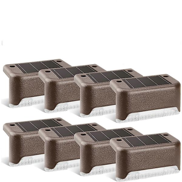 Solcelle Dekkslys 8 stk Solcelle Trappelys Bronse (Varm Hvit)