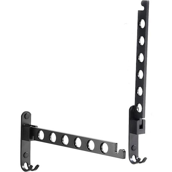 Sammenleggbar veggmontert klesstativ, sammenleggbart klesstativ, klesoppbevaringsorganisator, klesvaskstativ, robust hengende tørkestativ, svart (to pakker, svart) Black two packs