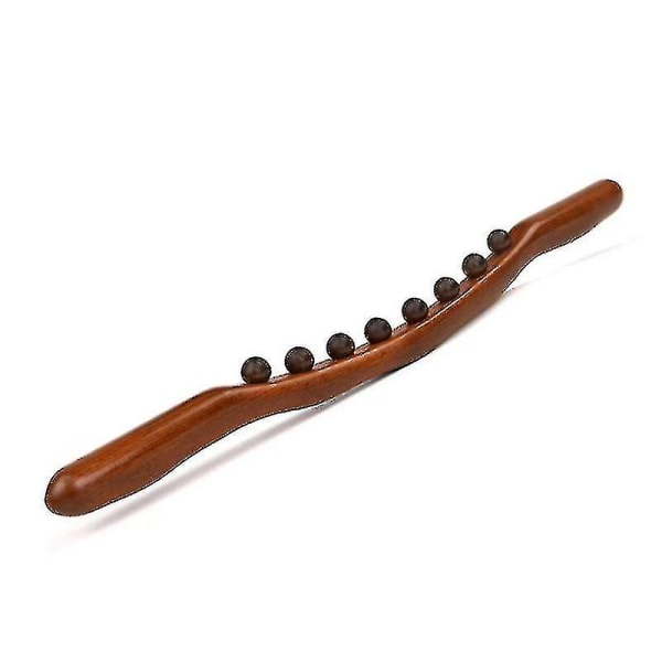 New 8 Beads Gua Sha Massage Stick Carbonized Wood Back Body Meridian Scrapping Therapy Wand Muscle Relaxing-color: Carbonized