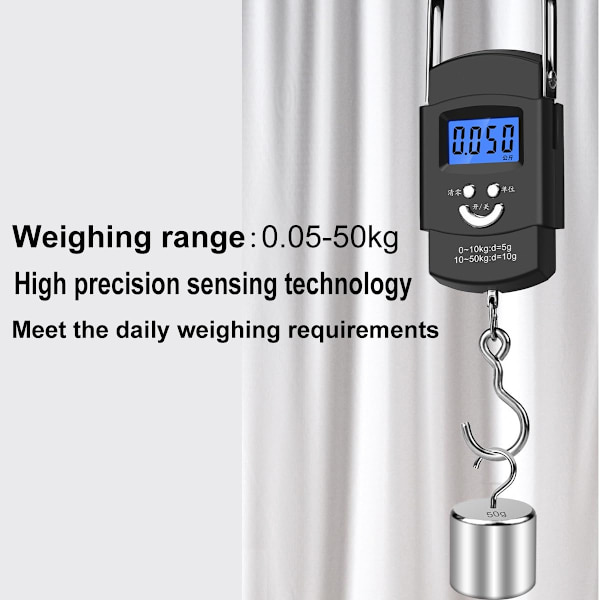 Electronic Luggage Scale with Hook, Max 50kg/110lb Portable Digital Scale, with LCD Display and One-Button Tare Function