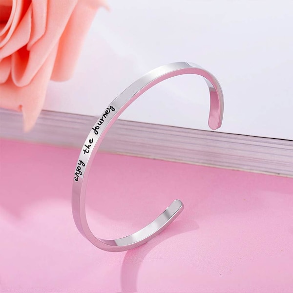 Vänskapsarmband för kvinnor - Inspirerande vänskapspresenter till bästa vän, motiverande manschettarmband för systrar, mamma, lärare, presenter 1Enjoy the journey