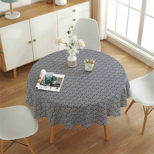 Rund bordsduk 120 cm bomull och linne twill bordsduk S
