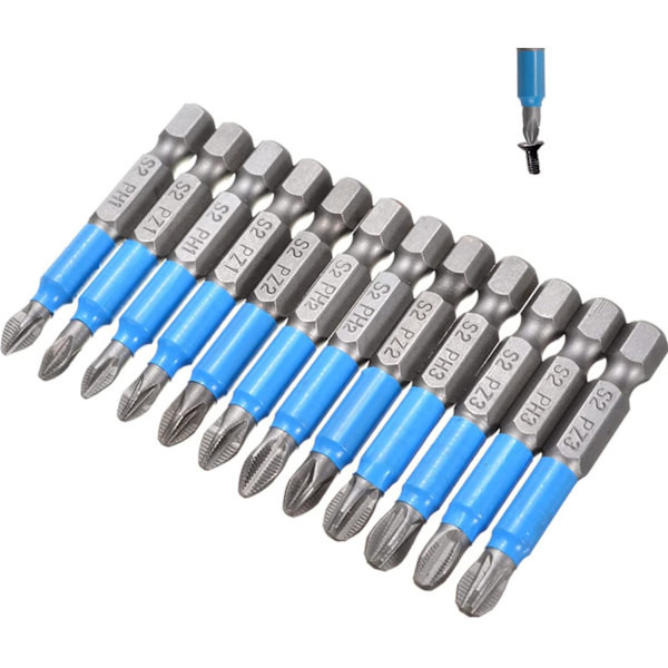 12-delad magnetisk slagborrmejsel-drivbitsset, slagborrmejsel-bits magnetiska skruvmejsel-bits Pz2 slagborrmejsel-bits, skruvbits för sladdlös borr