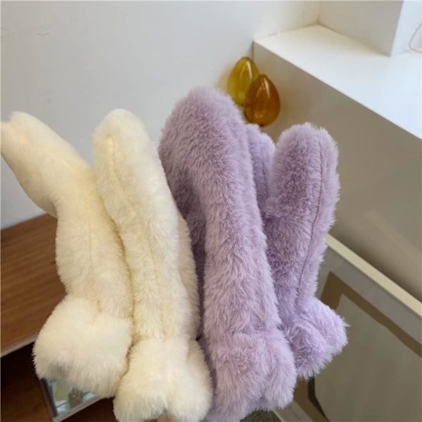 Plushdjursvantar med Fuzzy Bear-motiv - Vintermjukt, Hel Finger, Tjocka Vantar, Håller Varma, Ridvantar -