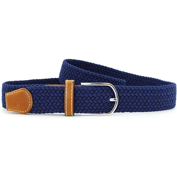 2-pack stretchiga flätade canvasbälten för kvinnor - dambälten för jeans, one size Blue+black