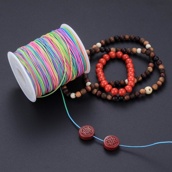 Snor, Perletråd, Regnbuefarvet Elastisk Snor, Stof Kunsthåndværkssnor til Armbånd, Smykker, Halskæde, Kunsthåndværk, Flettet Hår T Multicolor